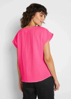 bonprix Bekleidung·Jacken & Mäntel|Blusen & Tuniken^Musselin-Blusentop aus reiner Baumwolle pinklady
