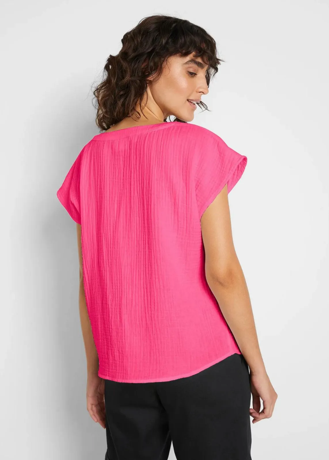 bonprix Bekleidung·Jacken & Mäntel|Blusen & Tuniken^Musselin-Blusentop aus reiner Baumwolle pinklady
