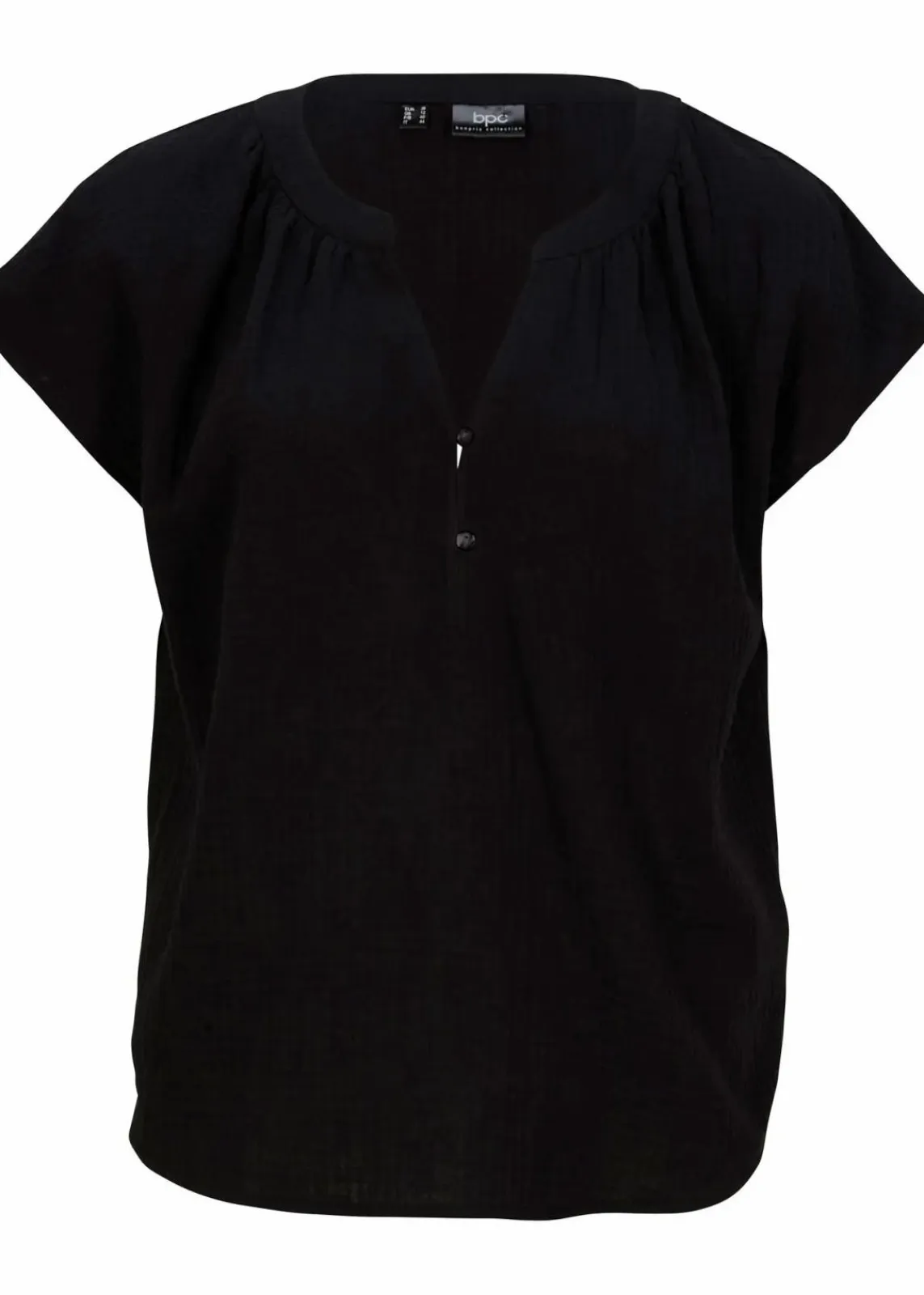 bonprix Blusen & Tuniken|Bekleidung·Jacken & Mäntel^Musselin-Blusentop aus reiner Baumwolle schwarz