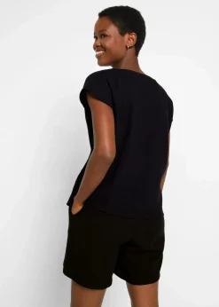 bonprix Blusen & Tuniken|Bekleidung·Jacken & Mäntel^Musselin-Blusentop aus reiner Baumwolle schwarz