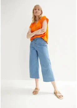 bonprix Blusen & Tuniken|Bekleidung·Jacken & Mäntel^Musselin-Blusentop aus reiner Baumwolle kürbisorange