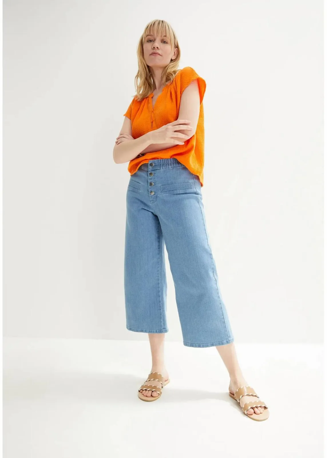 bonprix Blusen & Tuniken|Bekleidung·Jacken & Mäntel^Musselin-Blusentop aus reiner Baumwolle kürbisorange