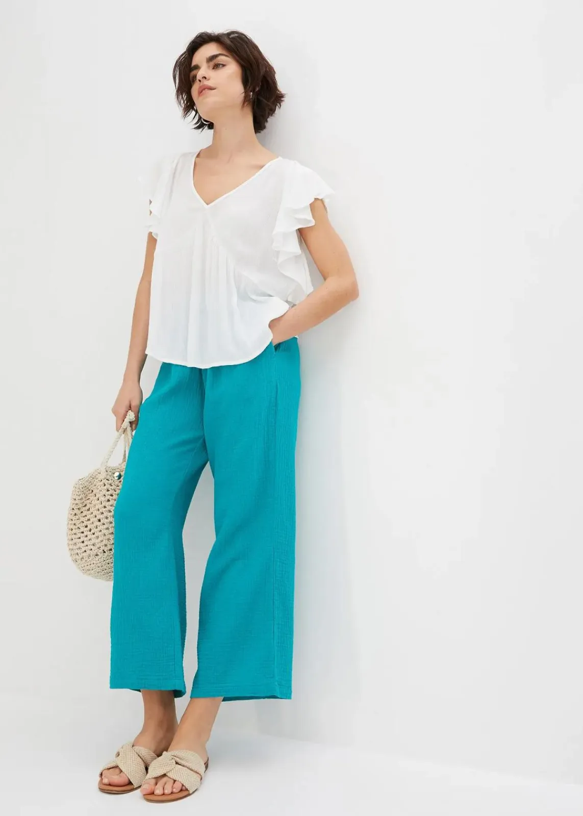 bonprix Hosen|Bekleidung·Kleider^Musselin-Culotte aus Baumwolle smaragd