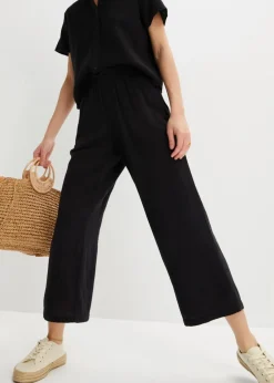 bonprix Bekleidung·Kleider|Hosen^Musselin-Culotte aus Baumwolle schwarz