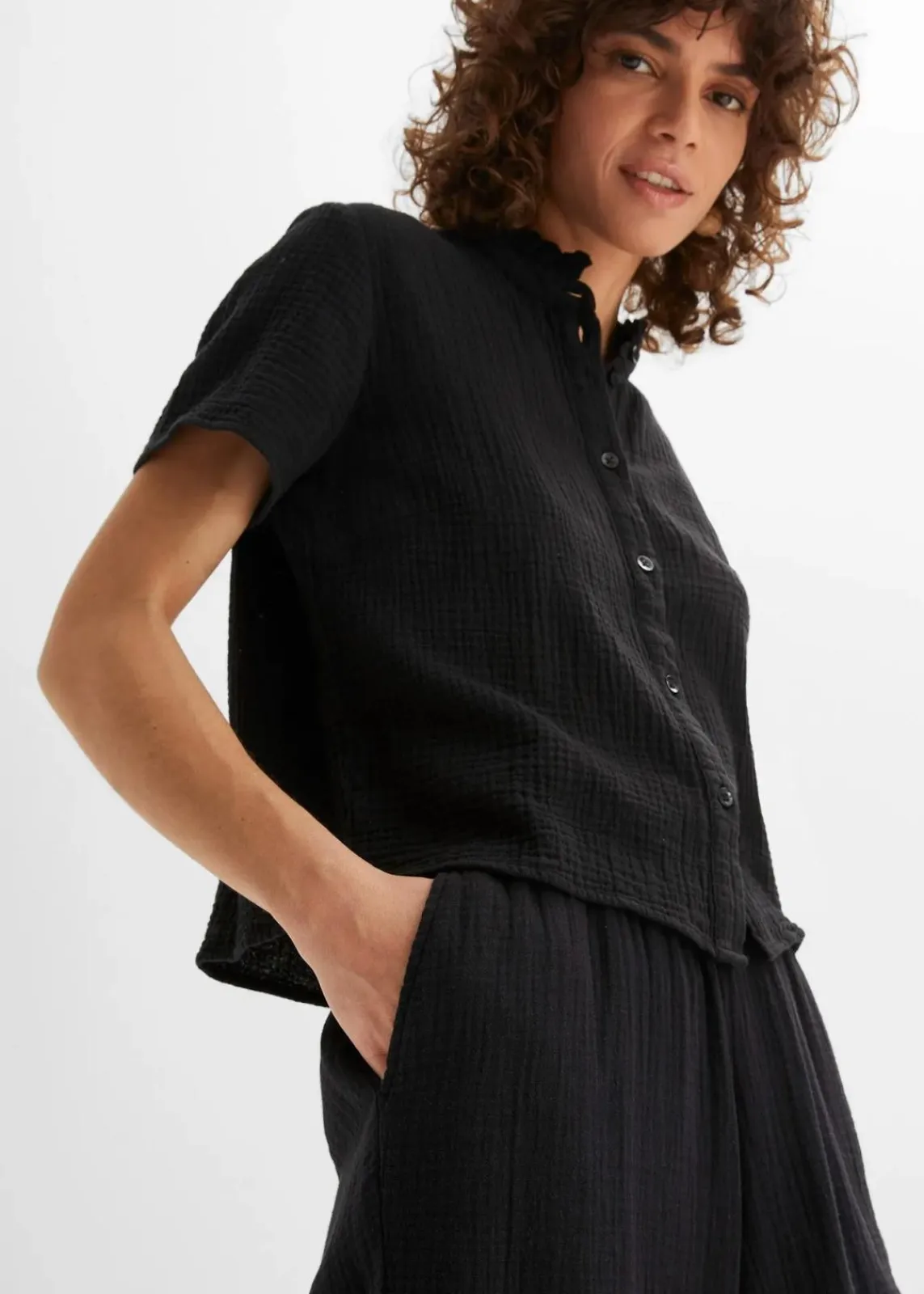 bonprix Bekleidung·Kleider|Hosen^Musselin-Culotte aus Baumwolle schwarz