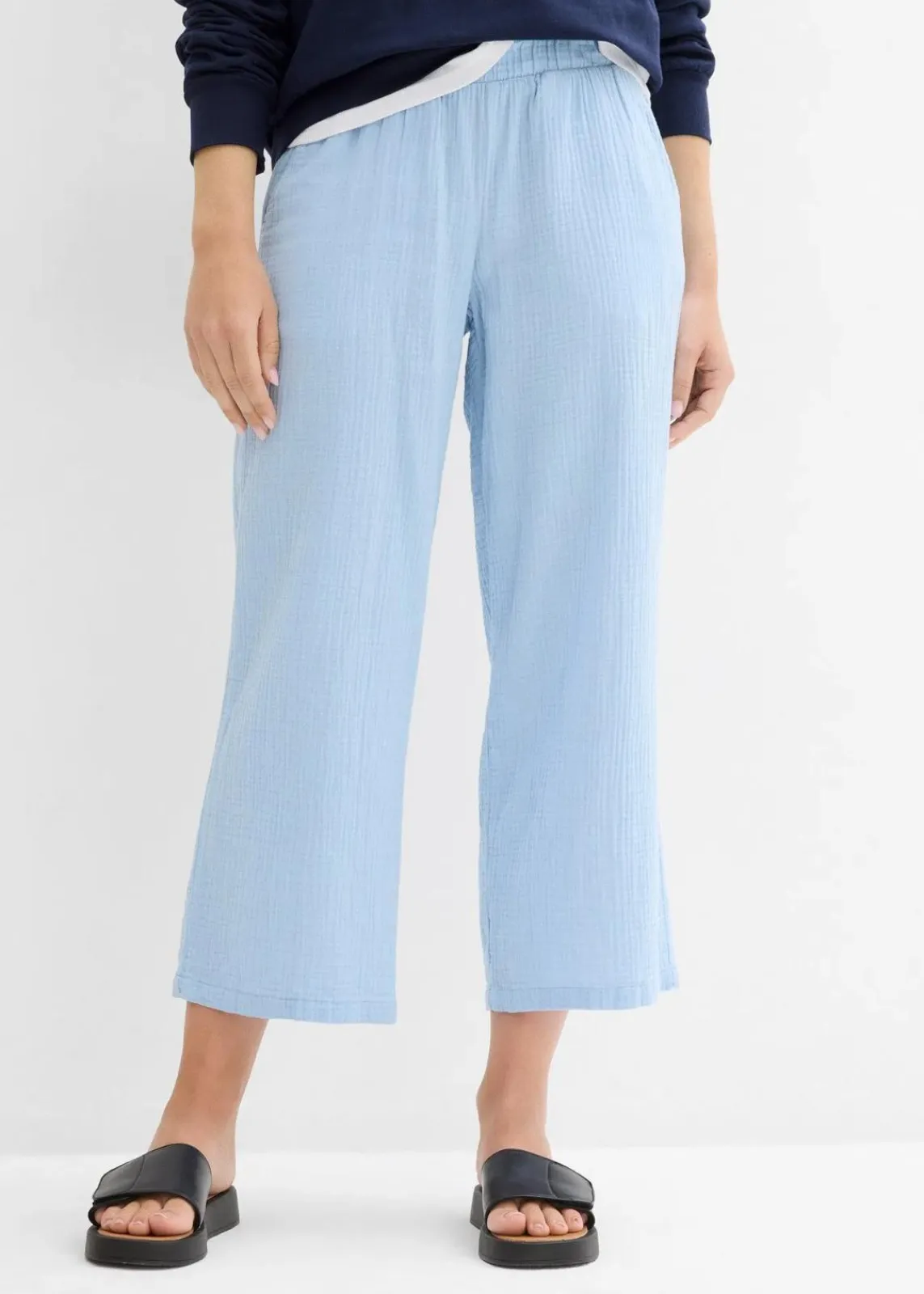 bonprix Hosen|Bekleidung·Kleider^Musselin-Culotte aus Baumwolle hellblau
