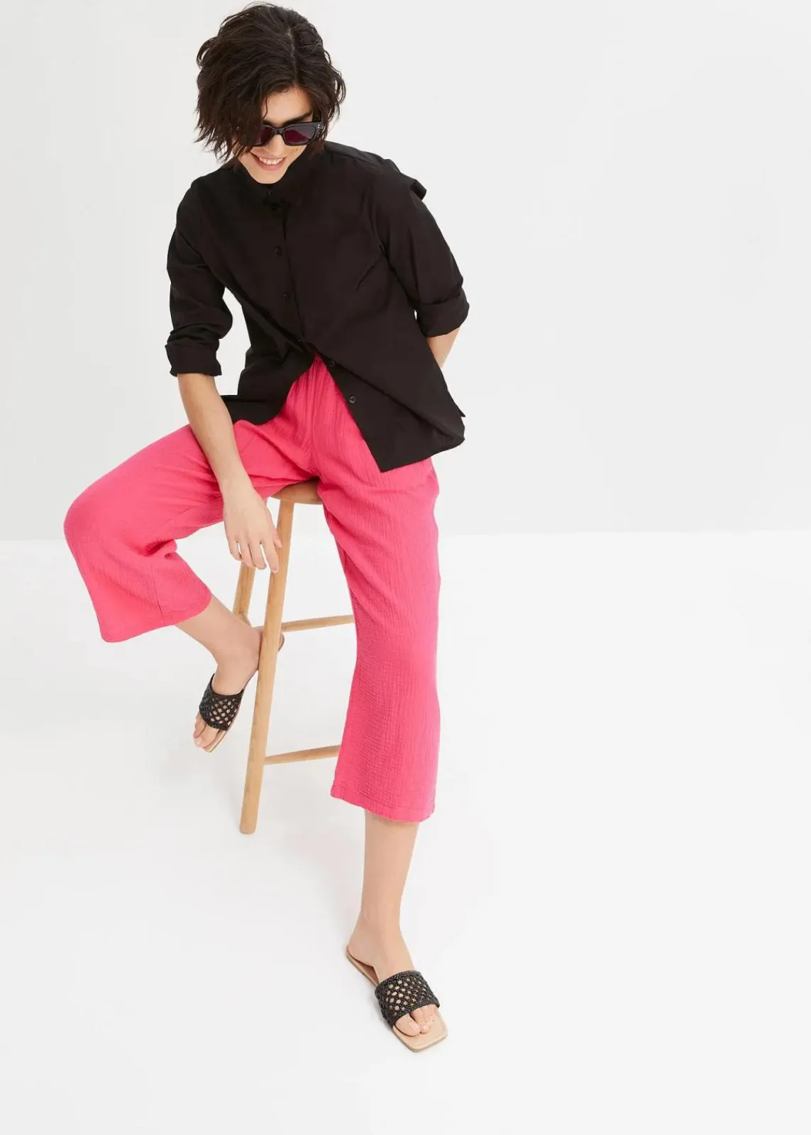bonprix Hosen|Bekleidung·Kleider^Musselin-Culotte aus Baumwolle dunkelpink