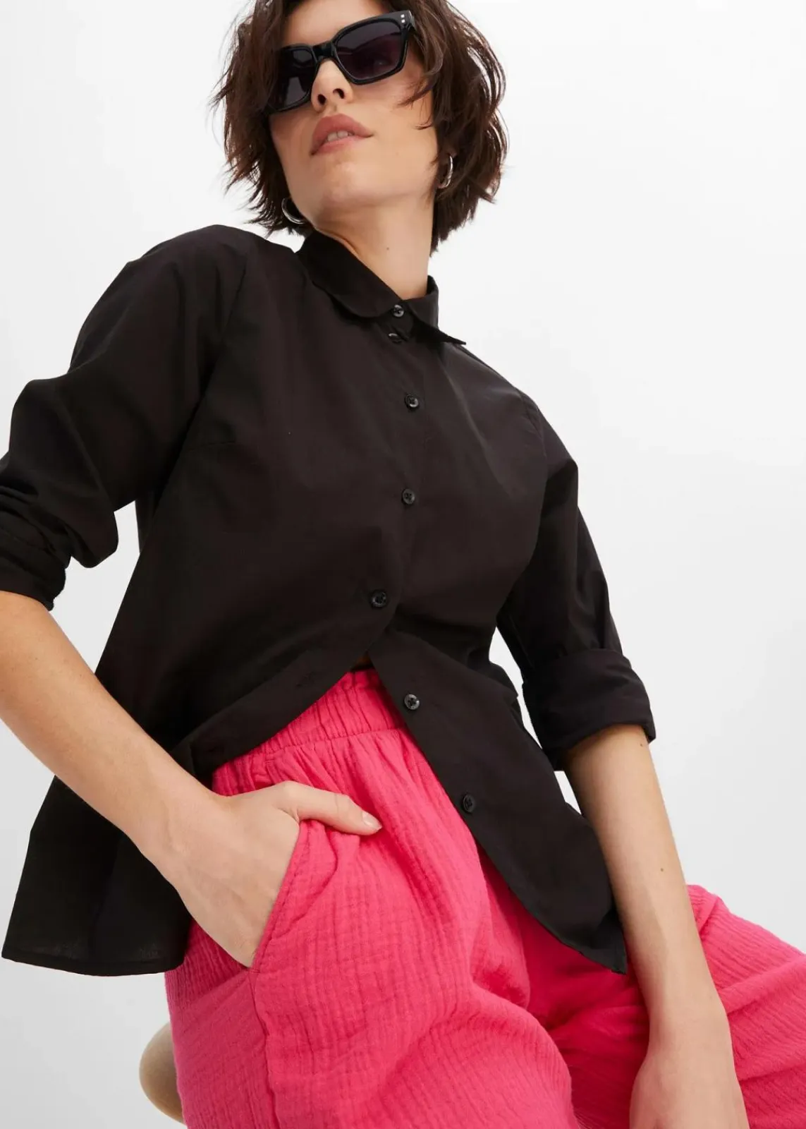 bonprix Hosen|Bekleidung·Kleider^Musselin-Culotte aus Baumwolle dunkelpink