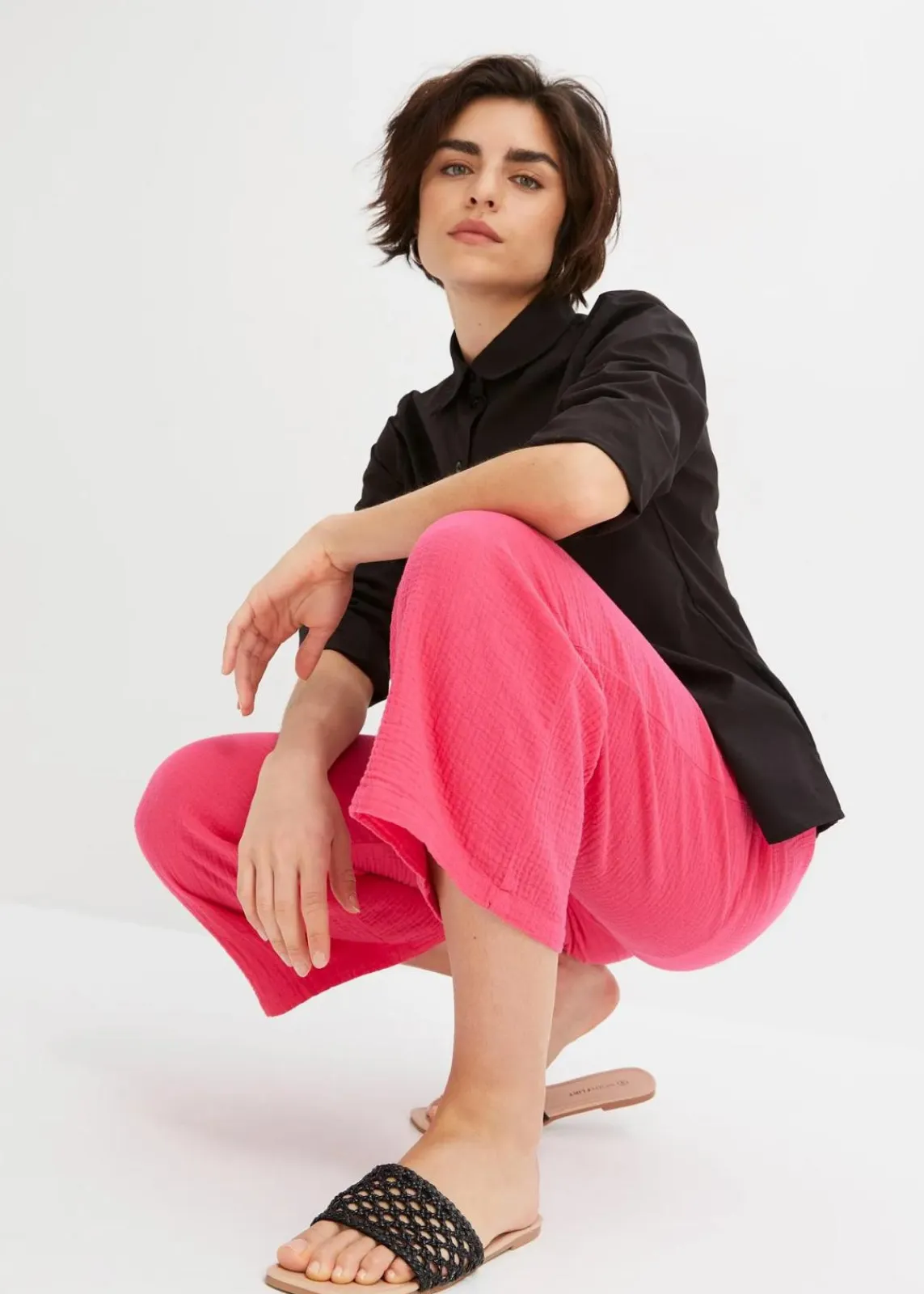 bonprix Hosen|Bekleidung·Kleider^Musselin-Culotte aus Baumwolle dunkelpink
