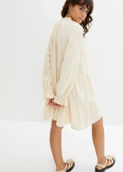 bonprix Bekleidung·Pullover & Strickjacken|Kleider^Musselin-Kleid kieselbeige