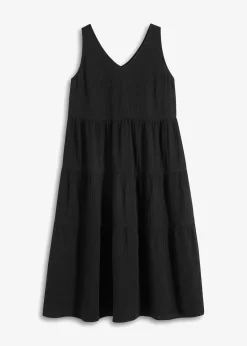 bonprix Kleider|Bekleidung·Pullover & Strickjacken^Musselin-Kleid aus reiner Baumwolle schwarz