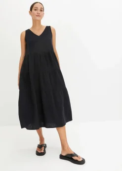 bonprix Kleider|Bekleidung·Pullover & Strickjacken^Musselin-Kleid aus reiner Baumwolle schwarz