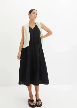 bonprix Kleider|Bekleidung·Pullover & Strickjacken^Musselin-Kleid aus reiner Baumwolle schwarz