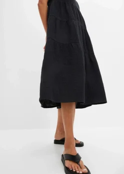bonprix Kleider|Bekleidung·Pullover & Strickjacken^Musselin-Kleid aus reiner Baumwolle schwarz