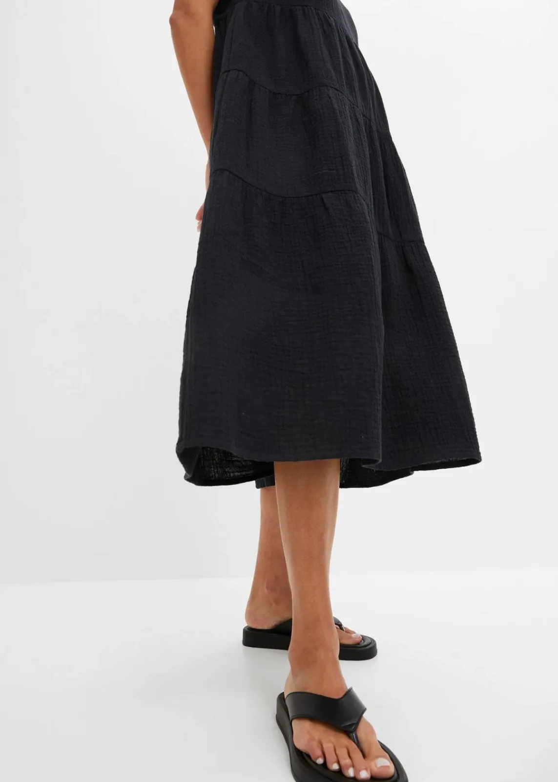 bonprix Kleider|Bekleidung·Pullover & Strickjacken^Musselin-Kleid aus reiner Baumwolle schwarz