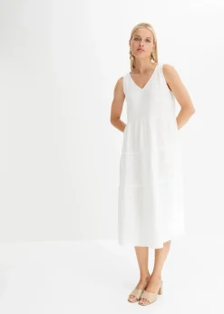 bonprix Bekleidung·Pullover & Strickjacken|Kleider^Musselin-Kleid aus reiner Baumwolle weiß