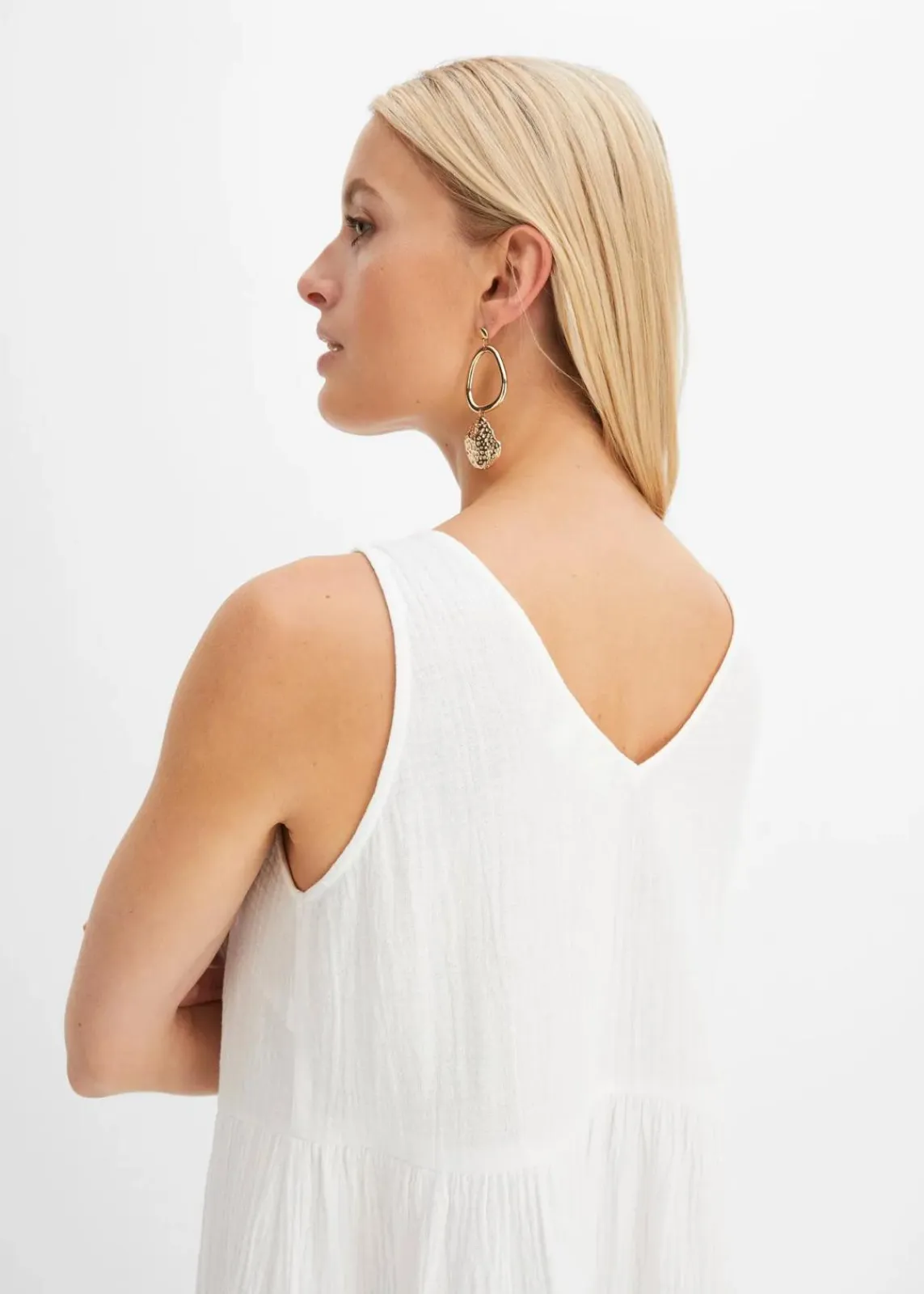 bonprix Bekleidung·Pullover & Strickjacken|Kleider^Musselin-Kleid aus reiner Baumwolle weiß