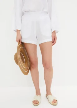 bonprix Hosen|Shorts^Musselin-Shorts aus reiner Baumwolle weiß