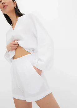 bonprix Hosen|Shorts^Musselin-Shorts aus reiner Baumwolle weiß