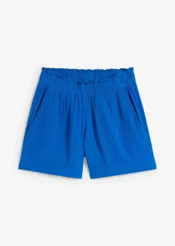 bonprix Hosen|Shorts^Musselin-Shorts aus reiner Baumwolle azurblau