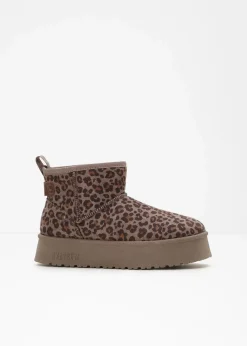 Mustang High Heels|Gefütterte Winterschuhe^Plateau-Boots taupe leo