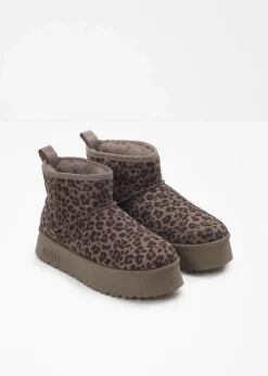 Mustang High Heels|Gefütterte Winterschuhe^Plateau-Boots taupe leo