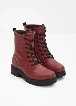 Mustang High Heels|Gefütterte Winterschuhe^Schnürboots rot