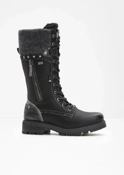 Mustang High Heels|Gefütterte Winterschuhe^Schnürstiefel schwarz