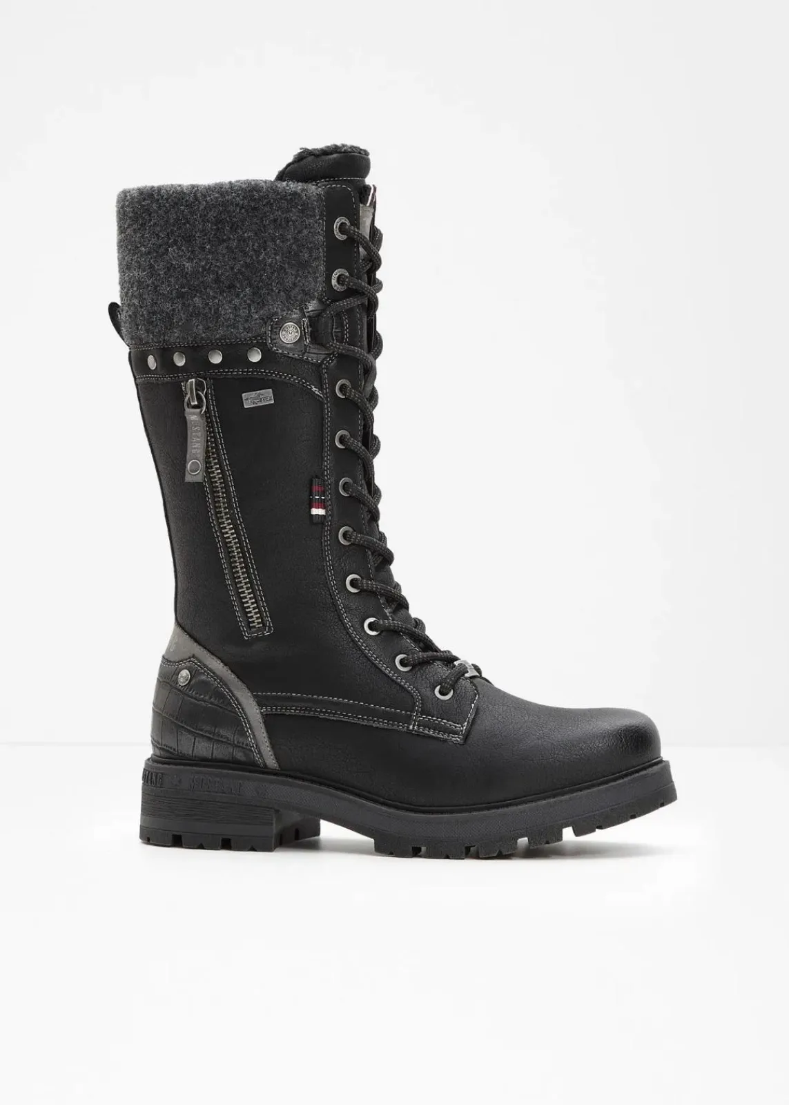 Mustang High Heels|Gefütterte Winterschuhe^Schnürstiefel schwarz