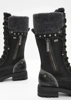 Mustang High Heels|Gefütterte Winterschuhe^Schnürstiefel schwarz