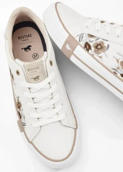 Mustang Sneaker|High Heels^Sneaker mit Stickerei weiß