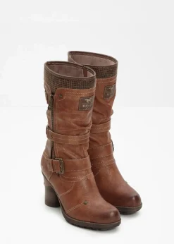 Mustang Stiefel|Gefütterte Winterschuhe^Stiefel cognac