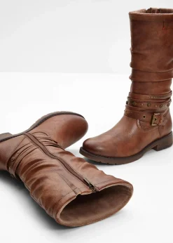 Mustang High Heels|Gefütterte Winterschuhe^Stiefel cognac