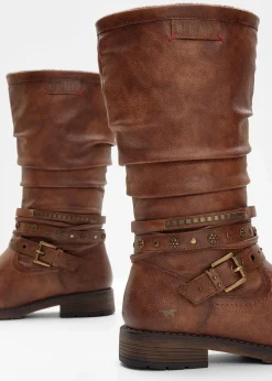 Mustang High Heels|Gefütterte Winterschuhe^Stiefel cognac