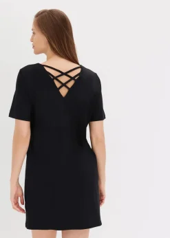bonprix Nachhaltigere Materialien|Nachtwäsche^Nachthemd mit Rückenausschnitt schwarz