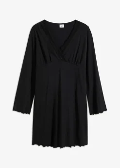 bonprix Wäsche·Nachtwäsche|Nachhaltigere Materialien^Nachthemd mit zarter Spitze schwarz