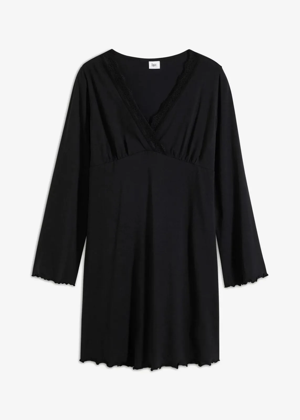 bonprix Wäsche·Nachtwäsche|Nachhaltigere Materialien^Nachthemd mit zarter Spitze schwarz