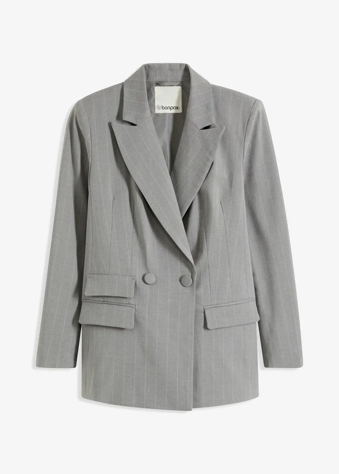 bonprix Blazer^Nadelstreifen Blazer grau/beige gestreift