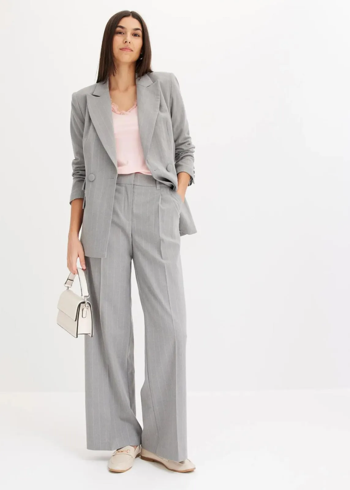bonprix Blazer^Nadelstreifen Blazer grau/beige gestreift