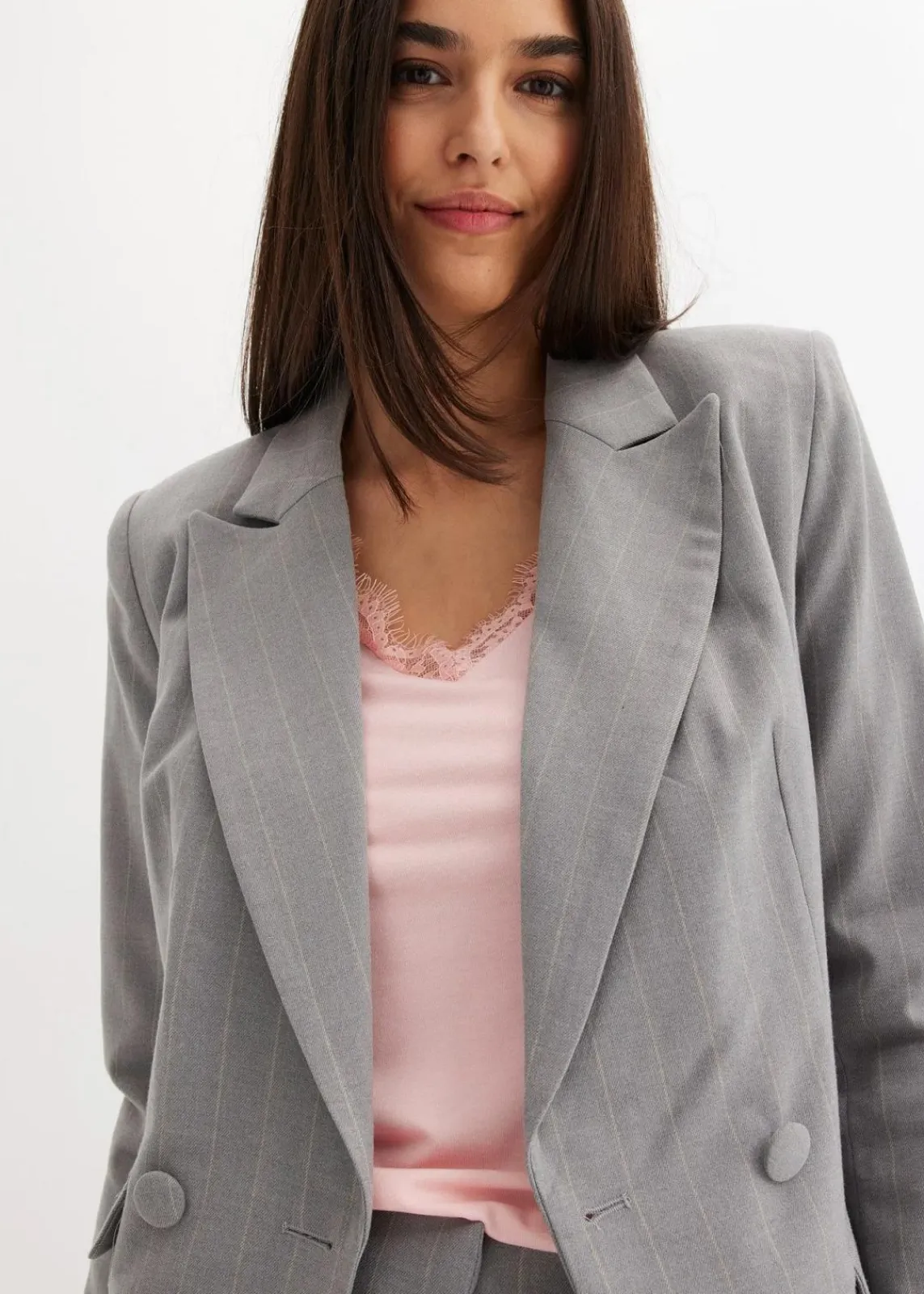bonprix Blazer^Nadelstreifen Blazer grau/beige gestreift