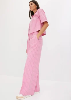 bonprix Bekleidung·Jacken & Mäntel|Blusen & Tuniken^Nadelstreifen Hemdbluse blütenpink/hellfuchsia gestreift