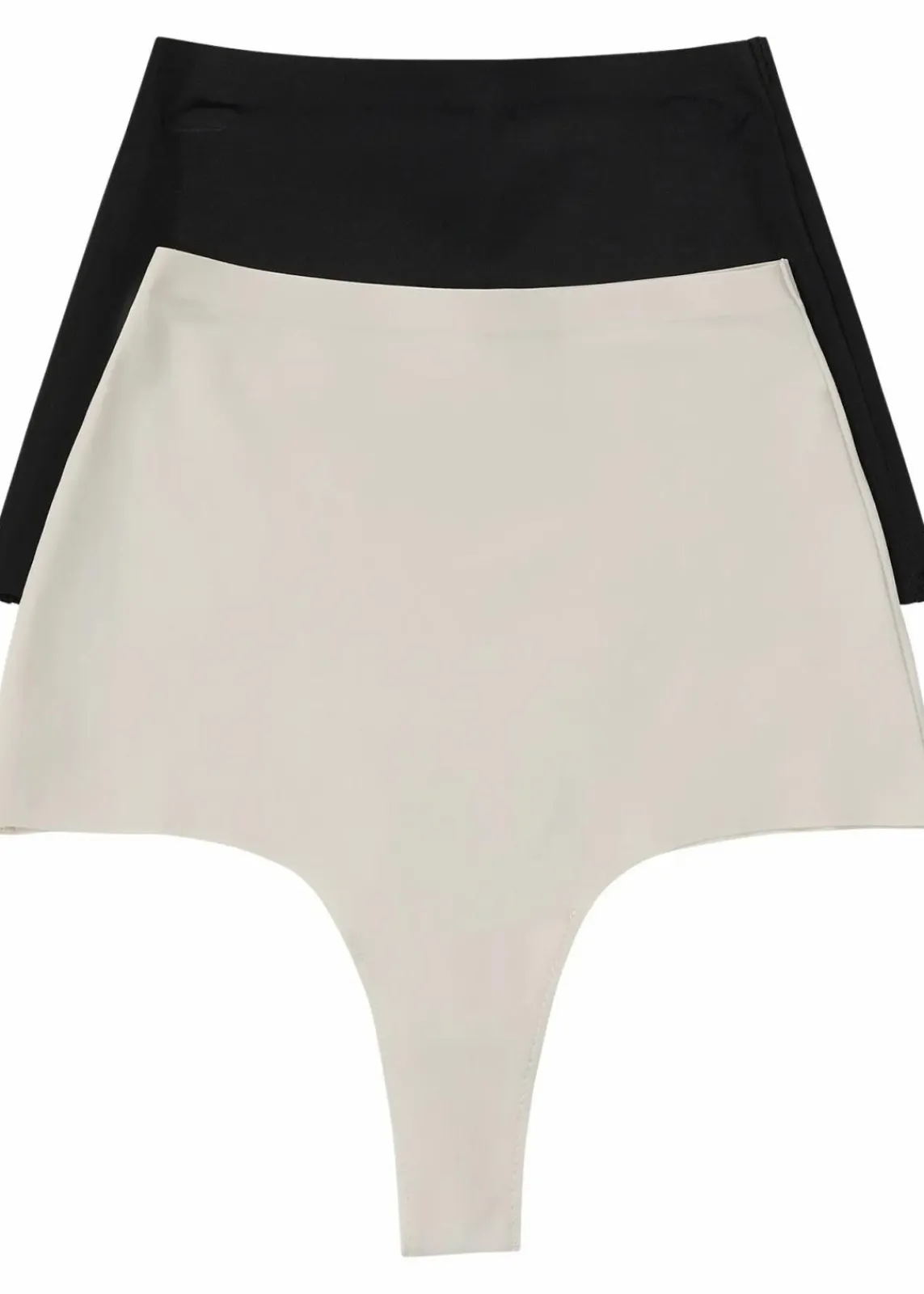 bonprix Wäsche·Basics|Wäsche·Shapewear^Nahtloser Medium Shape String (2er Pack) schwarz + sandbeige