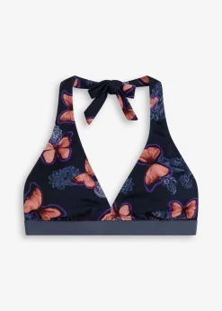 bonprix Nachhaltigere Materialien|Bikinis^Neckholder Bikini Oberteil dunkelblau/hummer