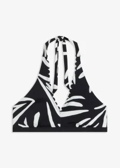 bonprix Nachhaltigere Materialien|Bademode·Bikinis^Neckholder Bikini Oberteil schwarz/weiß graphisch