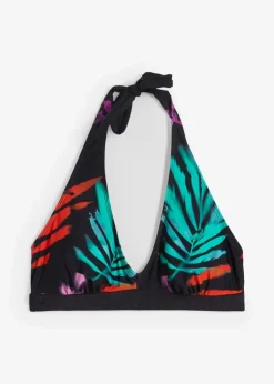 bonprix Nachhaltigere Materialien|Mix & Match^Neckholder Bikini Oberteil schwarz/bunt bedruckt