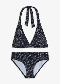 bonprix Nachhaltigere Materialien|Bikinis^Neckholder Bikini (2-tlg.Set) schwarz/weiß gepunktet