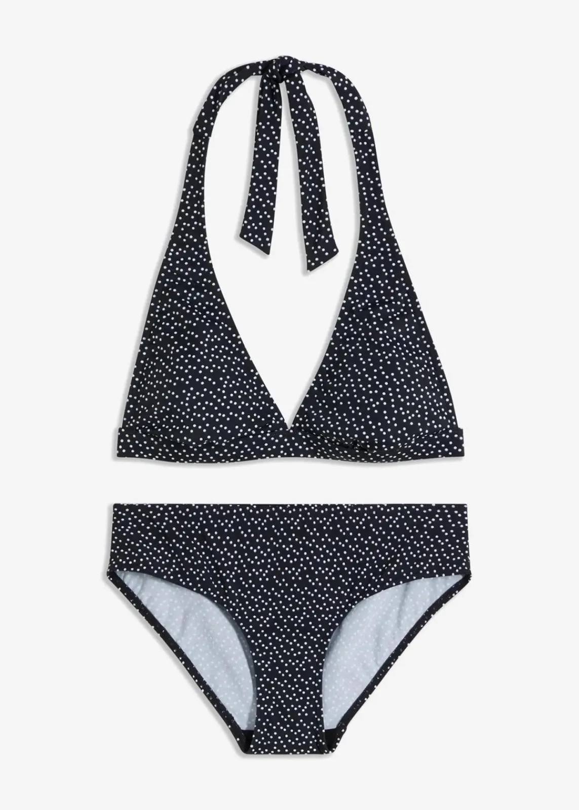 bonprix Nachhaltigere Materialien|Bikinis^Neckholder Bikini (2-tlg.Set) schwarz/weiß gepunktet