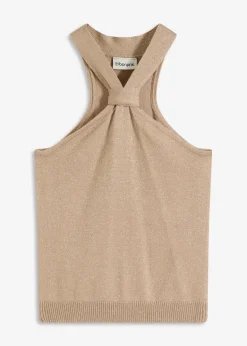 bonprix Strickmode|Shirts & Tops^Neckholder Top mit softer Viskose champagner metallic
