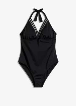 bonprix Nachhaltigere Materialien|Badeanzüge^Neckholder-Badeanzug mit tiefem Ausschnitt schwarz