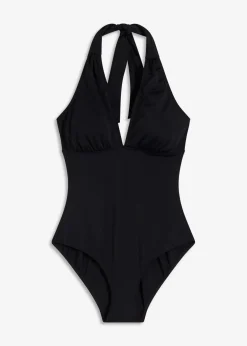 bonprix Nachhaltigere Materialien|Badeanzüge^Neckholder-Badeanzug mit tiefem V-Ausschnitt schwarz